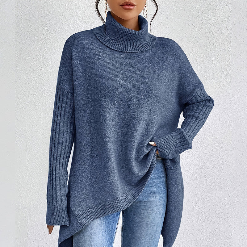 👜 -50 % sur toute la mode femme ! ✨！💖Pull femme tendance de couleur unie avec épaules tombantes, col montant et grosse maille