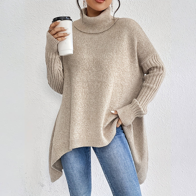 👜 -50 % sur toute la mode femme ! ✨！💖Pull femme tendance de couleur unie avec épaules tombantes, col montant et grosse maille