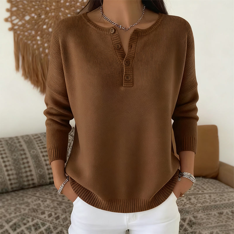 💖Soldes ! Prix cassés💖Pull en Maille à Col en V avec Boutons pour Femme