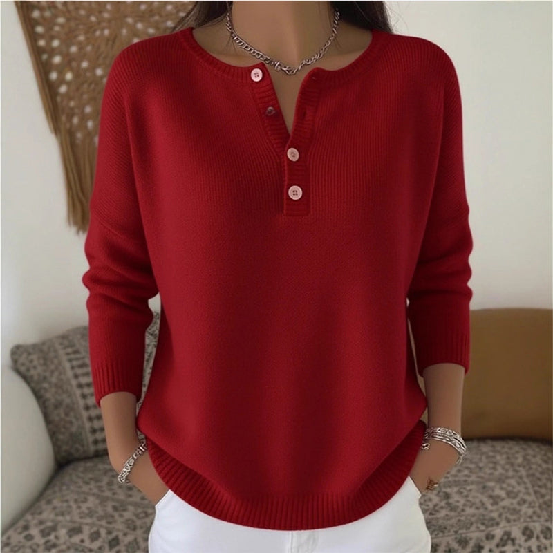 💖Soldes ! Prix cassés💖Pull en Maille à Col en V avec Boutons pour Femme