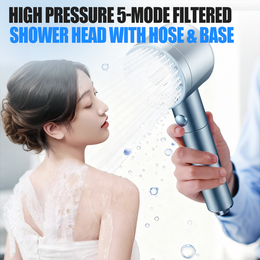 🚿Pommeau de douche filtré à 5 modes – Massage de type spa et eau filtrée douce pour la peau, pour des cheveux plus sains et une peau plus douce