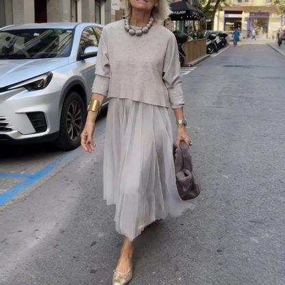 📢📢50 % de réduction !! ⏰Ensemble deux pièces composé d'un haut à manches longues en tricot pour femme et d'une robe sans manches