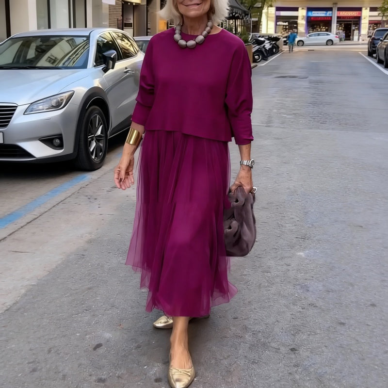 📢📢50 % de réduction !! ⏰Ensemble deux pièces composé d'un haut à manches longues en tricot pour femme et d'une robe sans manches