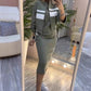 📢📢50 % de réduction !! ⏰Ensemble veste et robe à col montant pour femme
