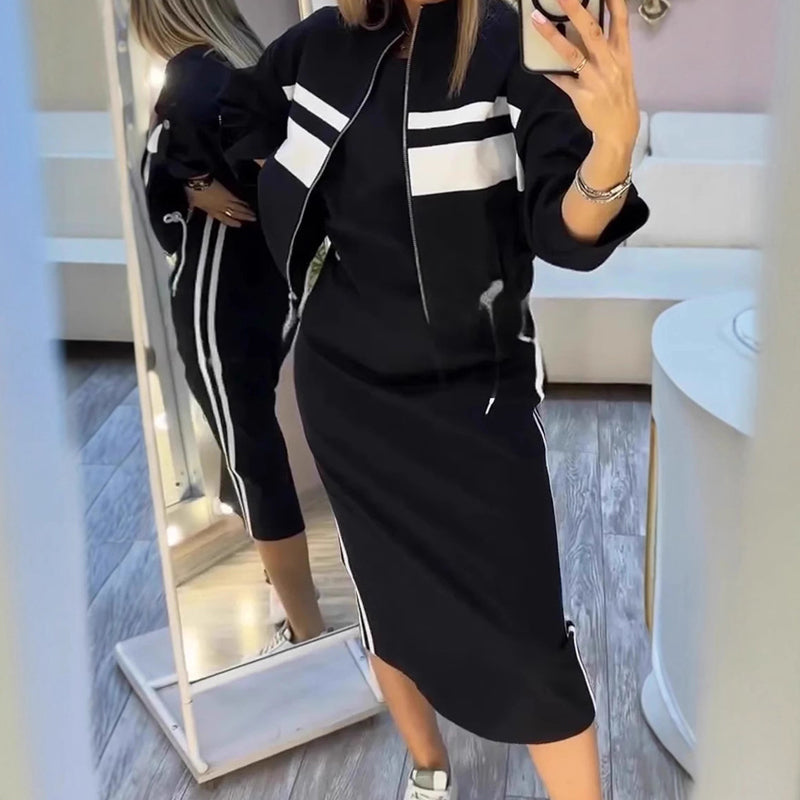 📢📢50 % de réduction !! ⏰Ensemble veste et robe à col montant pour femme