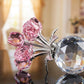 💐60 % DE RÉDUCTION ! ✨ Figurine de fleur rose cristal avec vase – Décoration élégante, faite main et idée cadeau parfaite 🎁