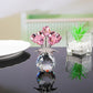 💐60 % DE RÉDUCTION ! ✨ Figurine de fleur rose cristal avec vase – Décoration élégante, faite main et idée cadeau parfaite 🎁