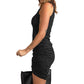 Robe courte froncée sans manches à col rond pour femme
