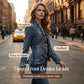🥳VENTE CHAUDE 2026🥳💞50K+ VENDUS !👵☀️ 56% DE RÉDUCTION ! Veste en Jean à Devant Ouvert – Sans boutons, facile à enfiler/enlever. Volants flatteurs, tissu respirant. Lavage bleu classique. Un inémporel de garde-robe. 🌿✅
