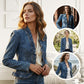 🥳VENTE CHAUDE 2026🥳💞50K+ VENDUS !👵☀️ 56% DE RÉDUCTION ! Veste en Jean à Devant Ouvert – Sans boutons, facile à enfiler/enlever. Volants flatteurs, tissu respirant. Lavage bleu classique. Un inémporel de garde-robe. 🌿✅