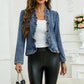 🥳VENTE CHAUDE 2026🥳💞50K+ VENDUS !👵☀️ 56% DE RÉDUCTION ! Veste en Jean à Devant Ouvert – Sans boutons, facile à enfiler/enlever. Volants flatteurs, tissu respirant. Lavage bleu classique. Un inémporel de garde-robe. 🌿✅