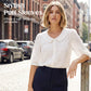 💎 61% DE RÉDUCTION – TEMPS LIMITÉ ! 💎 Chemise à Col Rétro avec Broderie Florale – Polyester Léger, Manches Mi-Longues & Coupe Féminine 🌸 blouse