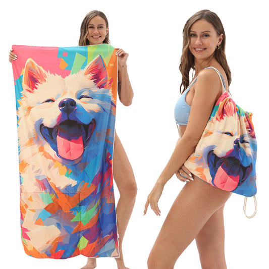 🥳 PROMOTION 2026 EXCEPTIONNELLE 🥳 50 % DE RÉDUCTION TEMPS LIMITÉ ! 🏖️ Serviette de plage imprimée 2-en-1 convertible en sac à dos
