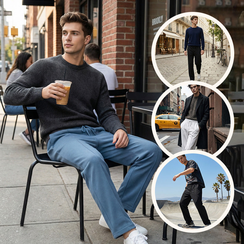 📢📢50 % DE RÉDUCTION !! ⏰Pantalon droit pour homme à taille élastique avec cordon de serrage