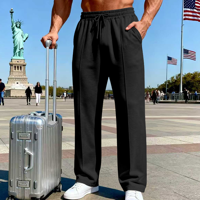 📢📢50 % DE RÉDUCTION !! ⏰Pantalon droit pour homme à taille élastique avec cordon de serrage
