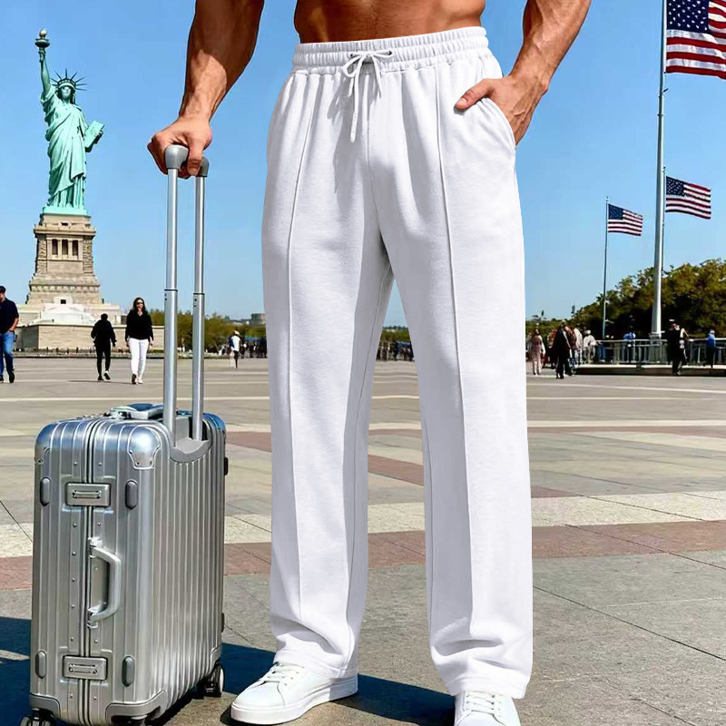 📢📢50 % DE RÉDUCTION !! ⏰Pantalon droit pour homme à taille élastique avec cordon de serrage