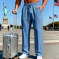 📢📢50 % DE RÉDUCTION !! ⏰Pantalon droit pour homme à taille élastique avec cordon de serrage