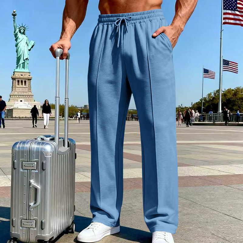 📢📢50 % DE RÉDUCTION !! ⏰Pantalon droit pour homme à taille élastique avec cordon de serrage