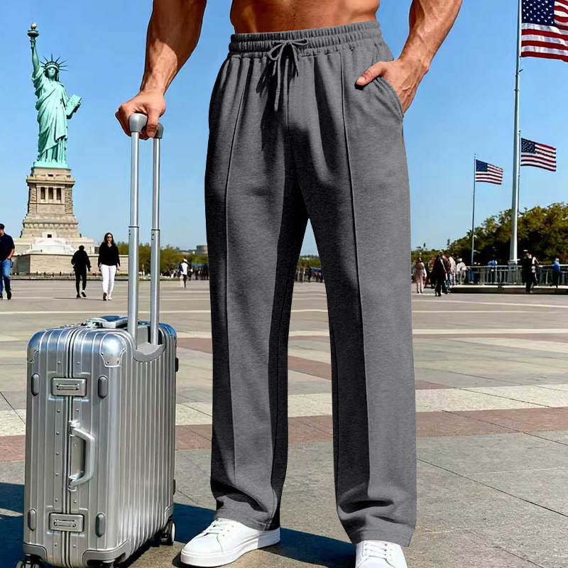 📢📢50 % DE RÉDUCTION !! ⏰Pantalon droit pour homme à taille élastique avec cordon de serrage