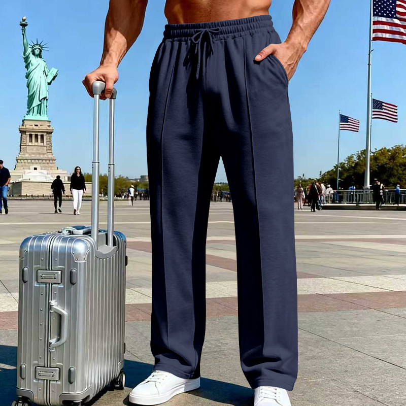 📢📢50 % DE RÉDUCTION !! ⏰Pantalon droit pour homme à taille élastique avec cordon de serrage