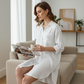 Chemise mi-longue à coupe ample et boutonnée pour femme