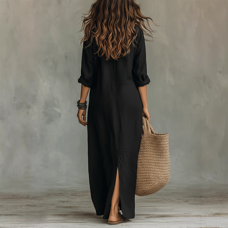 🔥 VENTE CHAUDE 🔥Robe longue ample décontractée avec fente sur le devant