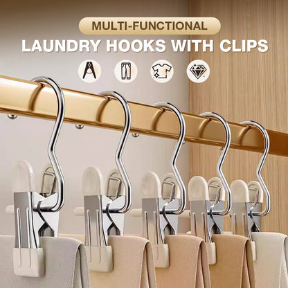 👔🧺 Cintres Séchoir Multifonction avec Pinces – Puissantes, Revêtement Caoutchouc Antidérapant & Acier Inoxydable Durable (Idéal Machine à Laver & Rangement)