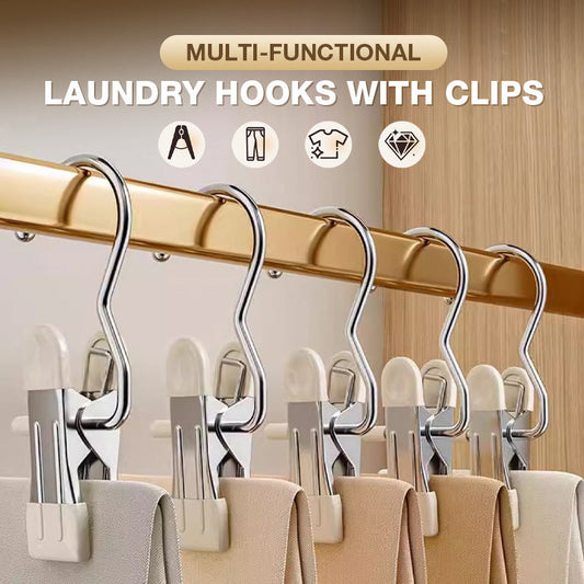 👔🧺 Cintres Séchoir Multifonction avec Pinces – Puissantes, Revêtement Caoutchouc Antidérapant & Acier Inoxydable Durable (Idéal Machine à Laver & Rangement)