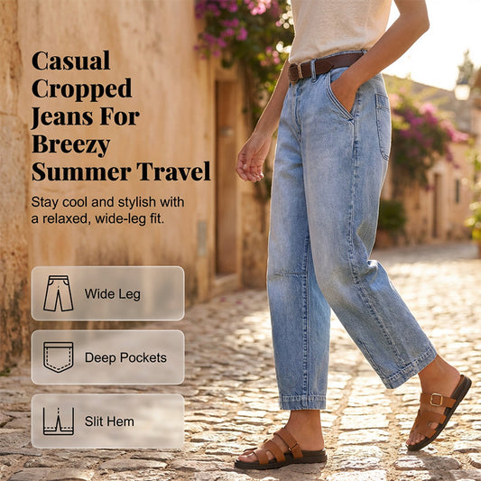 👖 50% DE RÉDUCTION ✨ Jean droit court à taille haute pour femme – Coupe flatteuse, confortable & parfait pour un look décontracté 🌸