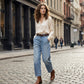 👖 50% DE RÉDUCTION ✨ Jean droit court à taille haute pour femme – Coupe flatteuse, confortable & parfait pour un look décontracté 🌸