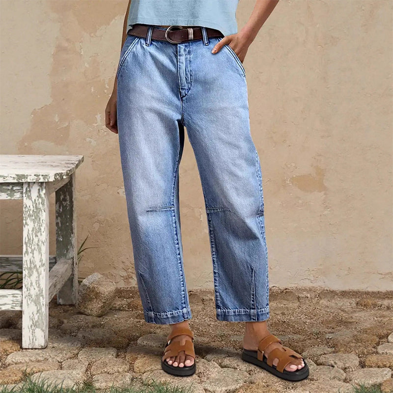 👖 50% DE RÉDUCTION ✨ Jean droit court à taille haute pour femme – Coupe flatteuse, confortable & parfait pour un look décontracté 🌸