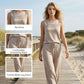 Ensemble femme : haut sans manches et pantalon à cordon de serrage