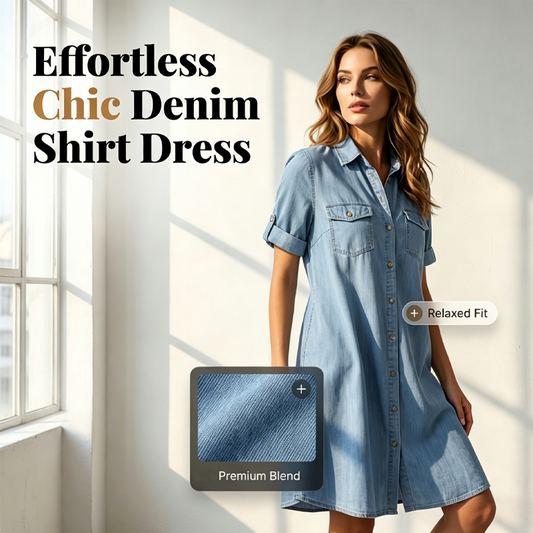 🔥Soldes 2026 : 50 % de réduction🔥Robe chemise décontractée en jean pour femme