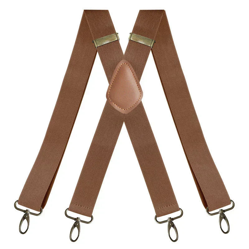👔 PROMO LIMITÉE -50% ! ✨ Bretelles Homme Dos Croisé X – 4 Clips Amovibles Réglables, Boucle Bronze Antique, Tissu Élastique · 7 Coloris 🔥 2ème à 10€ Seulement !
