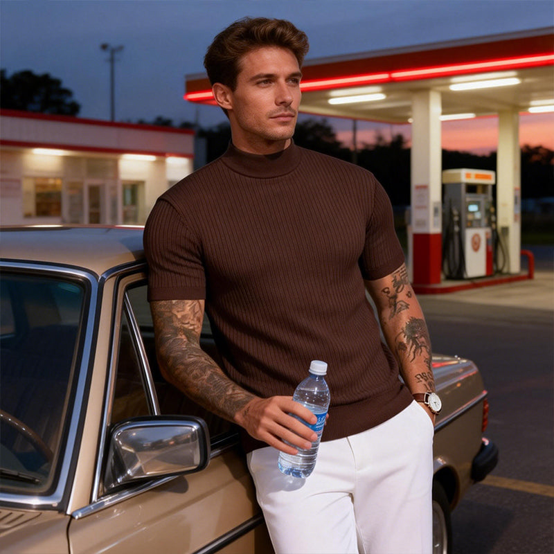 ✨ Ce T-shirt côtelé à col montant passe du casual au chic — -50 % 👕