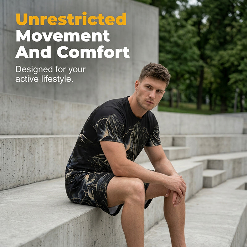 📢📢Nouveautés – 50 % de réduction!! Ensemble 2 pièces T-shirt imprimé et short pour homme