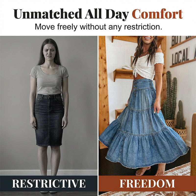 💐 PROMO EXCEPTIONNELLE -50% ! Jupe Maxi Denim Premium – Coton Respirant, Coutures Raffinées ✨👖 【Qualité Haute Gamme】