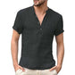 Chemise Henley Homme à Manches Courtes en Mélange de Lin