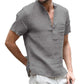 Chemise Henley Homme à Manches Courtes en Mélange de Lin