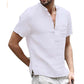 Chemise Henley Homme à Manches Courtes en Mélange de Lin