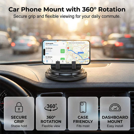 🚗 50 % DE RÉDUCTION MAINTENANT ! 📱 Support de téléphone rotatif à 360° pour tableau de bord de voiture – Rotation complète 360°, fixation stable & utilisation sécurisée au volant