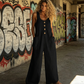 Combinaison Femme Sans Manches à Jambe Large avec Poches