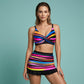 ✨ 57 % DE RÉDUCTION POUR UNE DURÉE LIMITÉE !🌺Ensemble de maillot de bain deux pièces rayé pour femme, modelant la silhouette