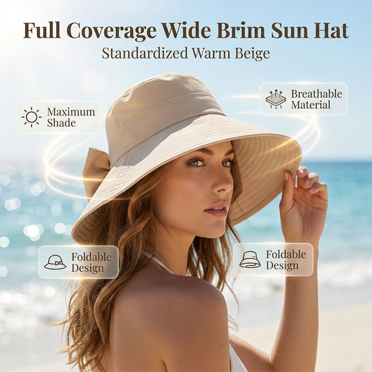 Chapeau de Soleil Femme à Larges Bords avec Nœud