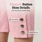 Pantacourt Femme en Coton et Lin Uni avec Cordon de Serrage