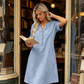 ❤️Robe Tunique Femme Décontractée à Col V avec Poches
