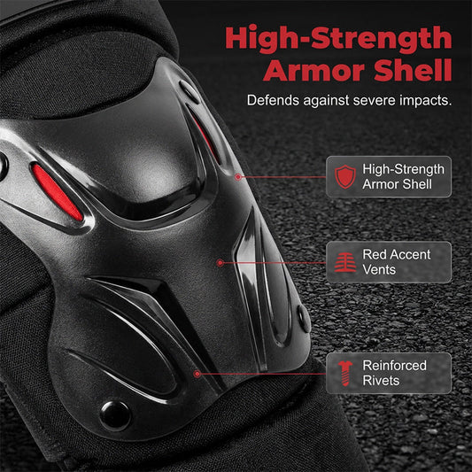 🛡️ PROMO LIMITÉE 50% DE RÉDUCTION ! ✨ Lot Protège-Genoux & Coudes Moto – Coque Rigide, Rembourrage HD, Réglable 🏍️