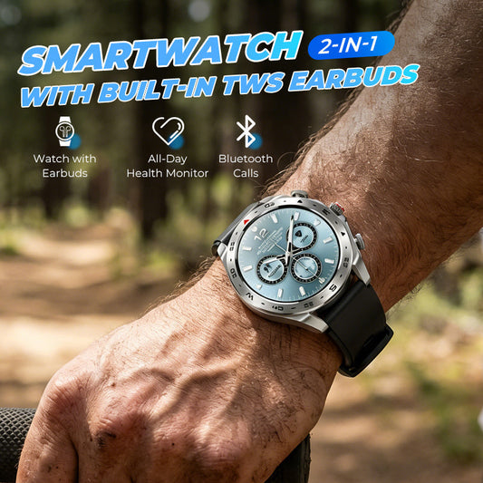 Montre connectée 2-en-1 avec écouteurs TWS intégrés
