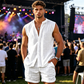 Ensemble haut sans manches boutonné et short pour homme