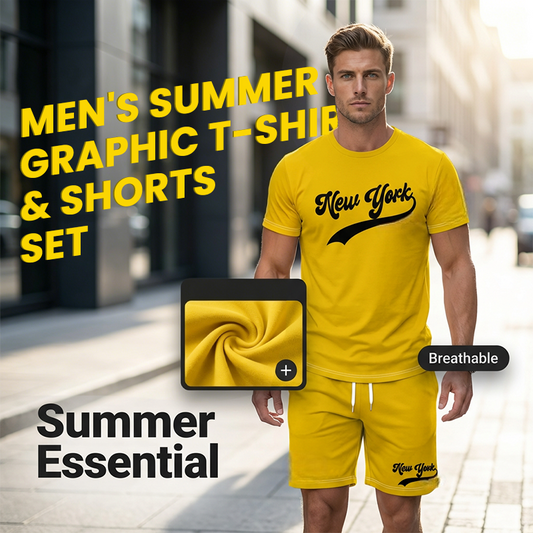 Ensemble tee-shirt imprimé et short d'été pour homme